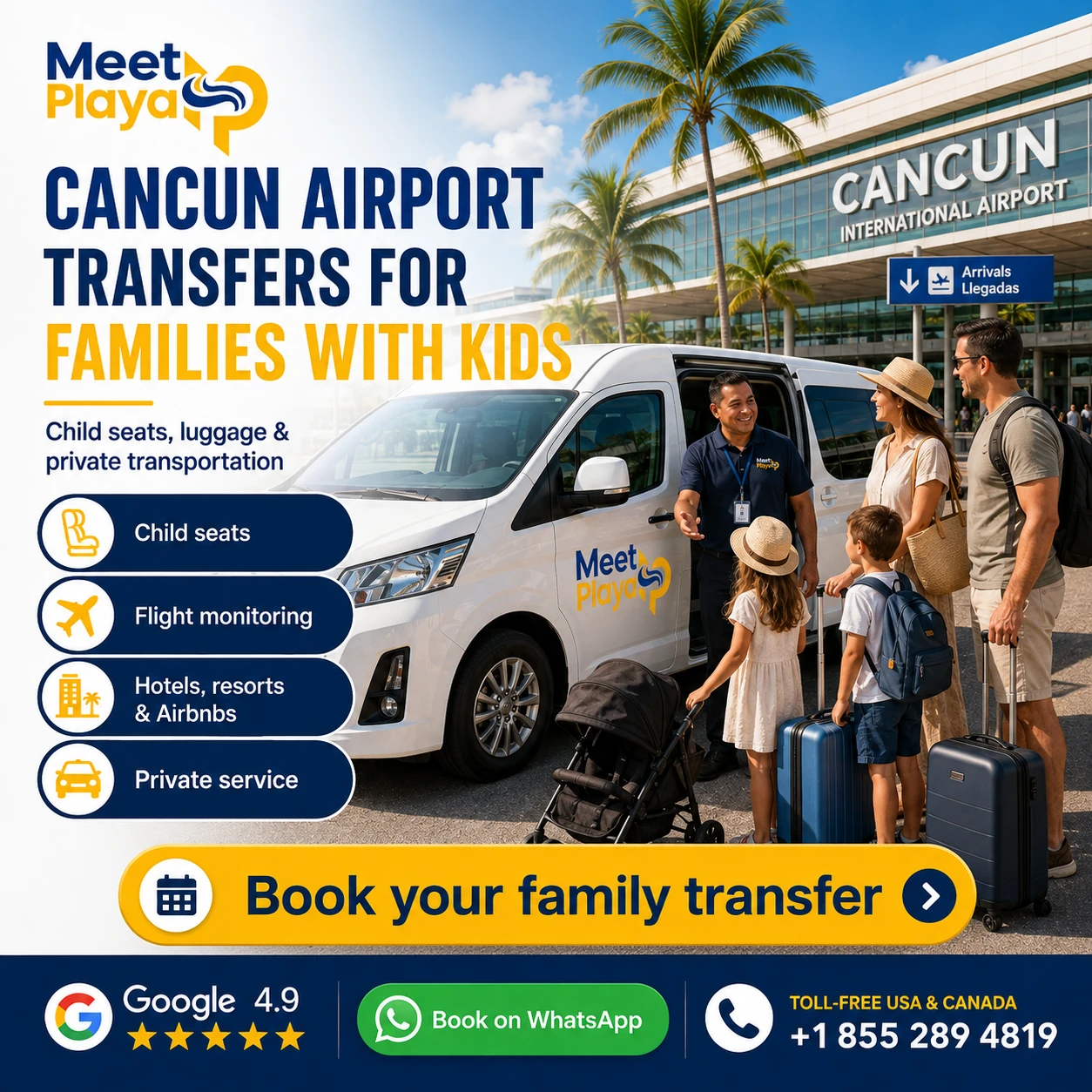 Cancun Airport Transfers for Families with Kids: Car Seats, Strollers & Luggage